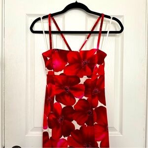 Red floral Guess cotton pencil dress